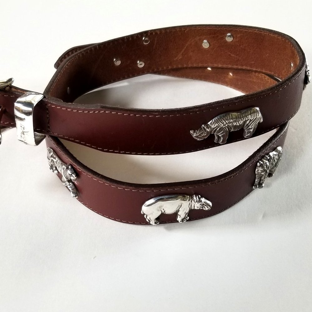 WOMEN LEATHER BELT BRASS BUCKLE, 8 BRASS ANIMALS